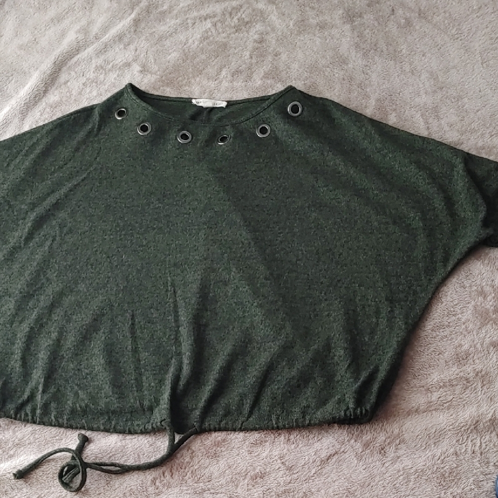 Parallel Skies Forest Green Grommet Drawstring Sweatshirt Sz SM